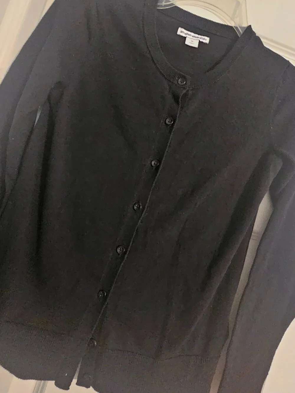 Amazon Essentials Black Button Front Crew Neck Cardigan Sweater XS